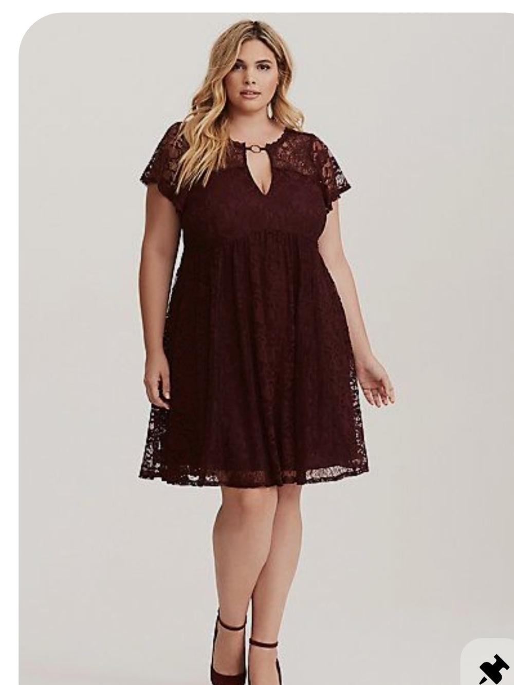 4x Plus Size Torrid Wine Color Lace Babydoll Summer Dress Keyhole Neck W O Ring